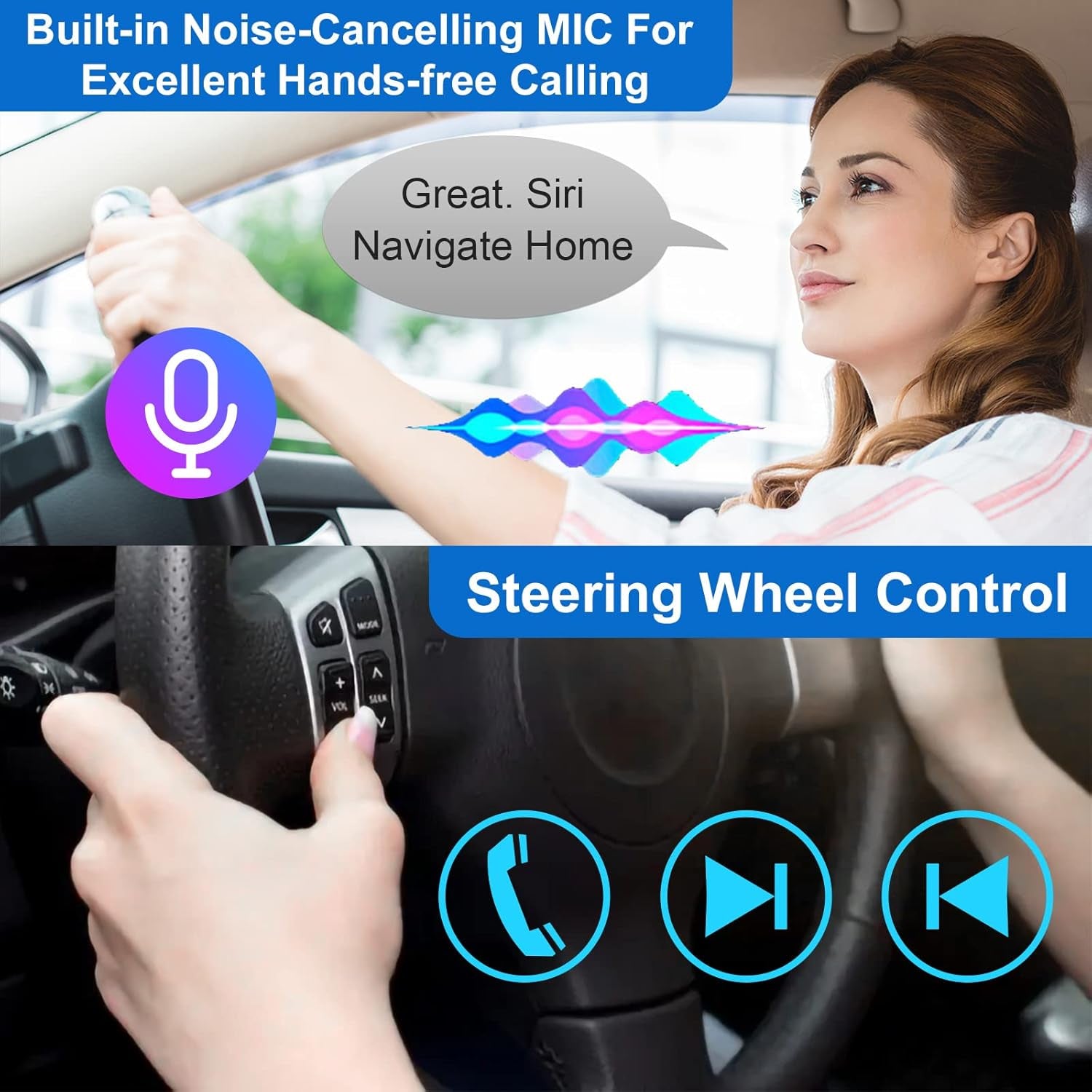 Double Din Car Stereo Radio Wireless Carplay Wireless Android Auto, 7In Touchscreen Car Audio Receiver with Bluetooth,Rearview Camera,Am/Fm, GPS Navigation,Mirror Link,Subwoofer,Usb/Aux/Swc